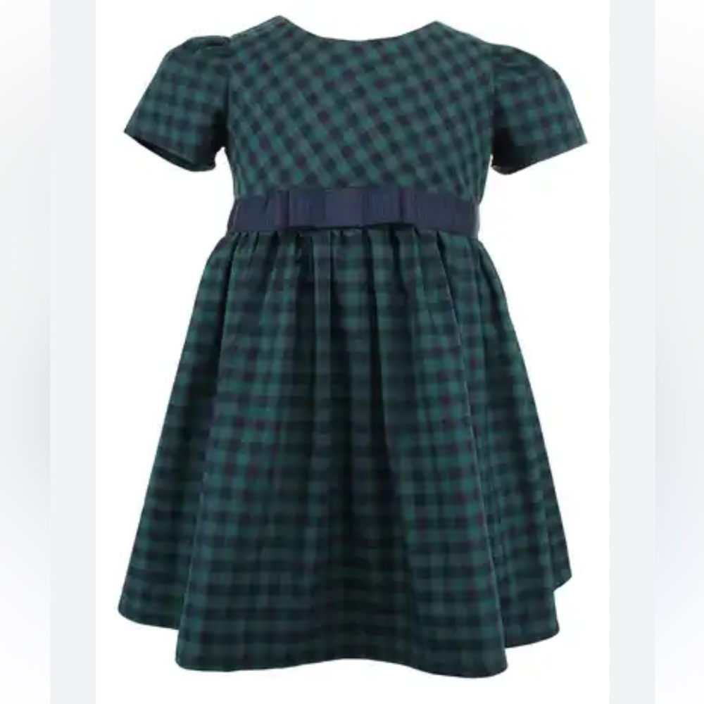 Popatu Plaid Dress Toddler Girls 2T Green Navy Holiday Dress Cap Sleeve